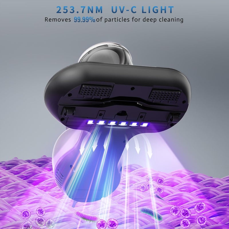 Hersven Mattress Vacuum Cleaner, Handheld UV Bed Vacuum Cleaner 16KPa & 12800 Vibrations Per/Min Upgraded Effectively Clean Up Bed, Pillows, Cloth Sofas, Carpets and Ther Fabric Surfaces - Image 5